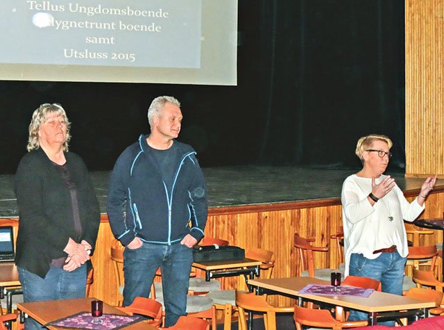 Kommunalrådet Helen Johansson Kokkonen (S) hälsade välkommen till mötet där också Marie Schmid (längst till vänster) och Peter Tirheden deltog.